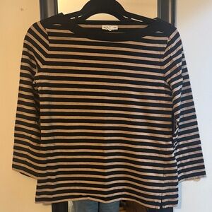 Club Monaco Black and Tan Striped Top